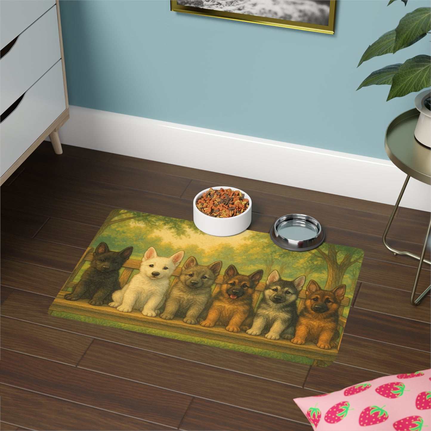 Pet Food Mat (12x18) - German Shepherd puppies