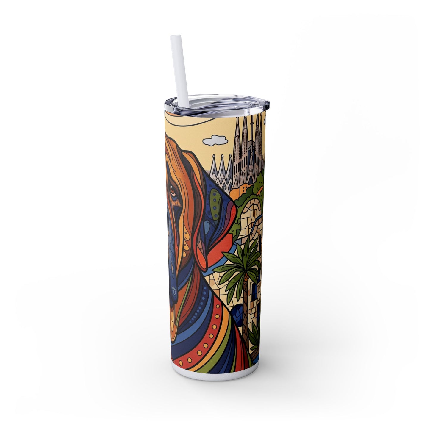 Spanish Mastiff Skinny Tumbler with Straw, 20oz