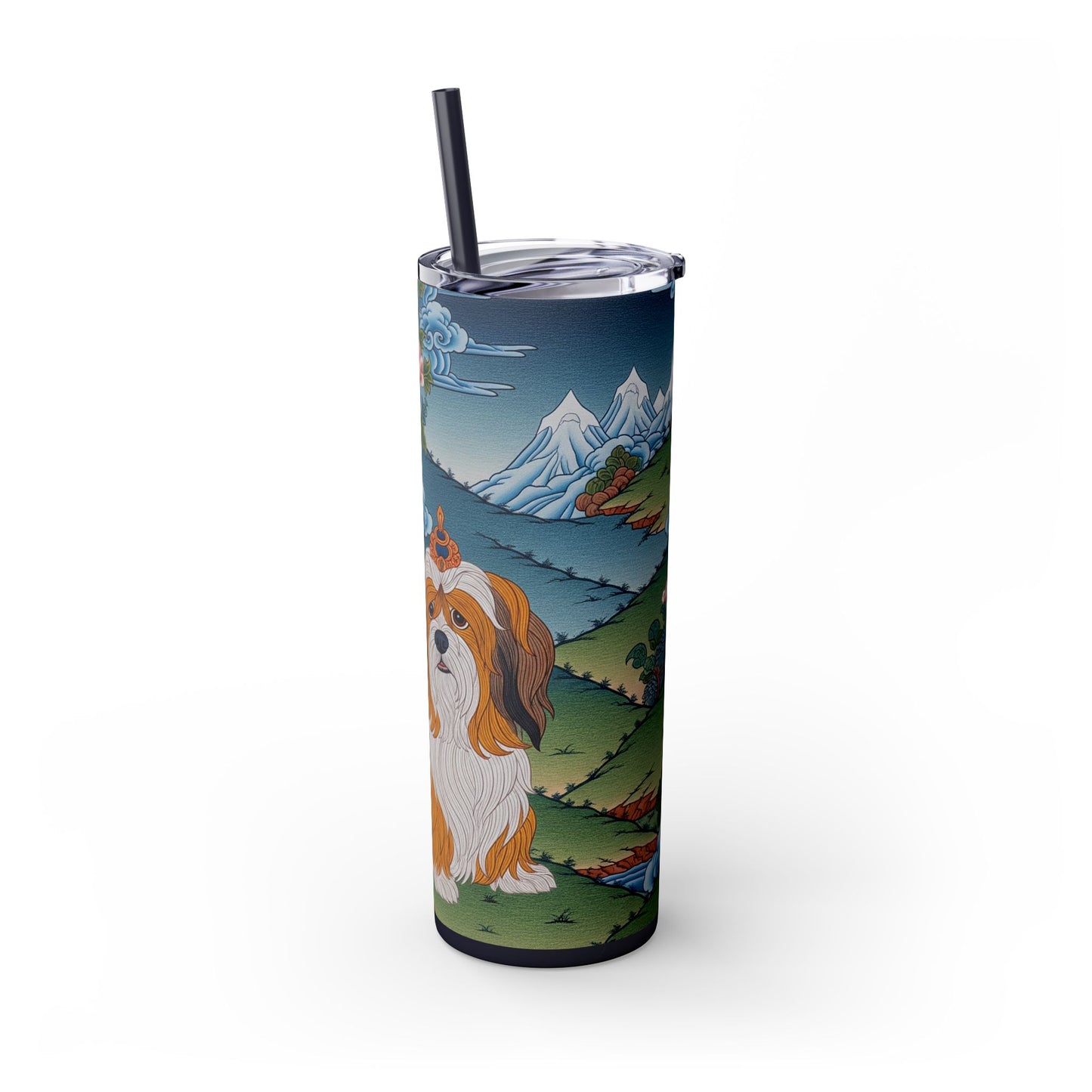 Lhasa Apso Skinny Tumbler with Straw, 20oz