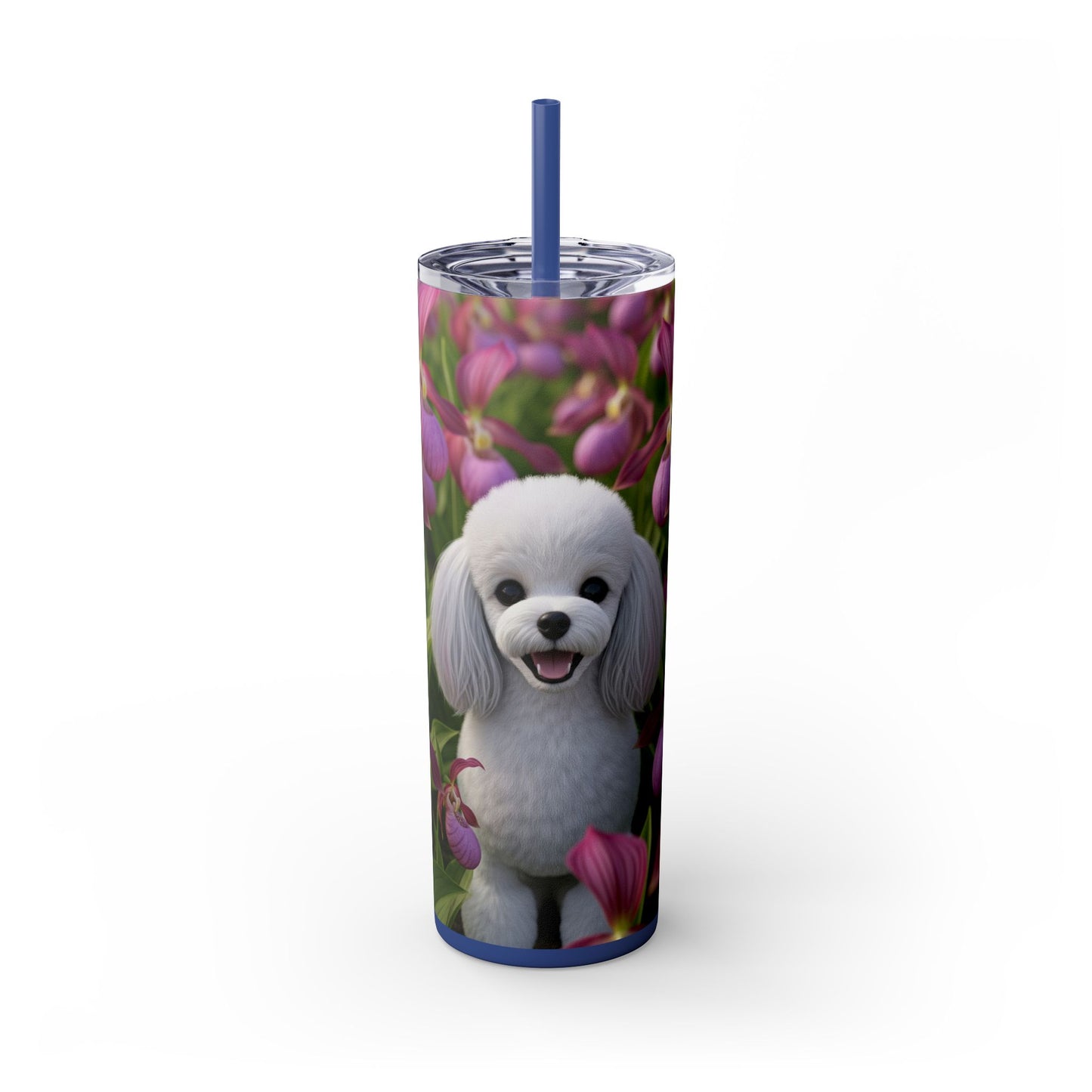 Toy Poodle Skinny Tumbler with Straw, 20oz