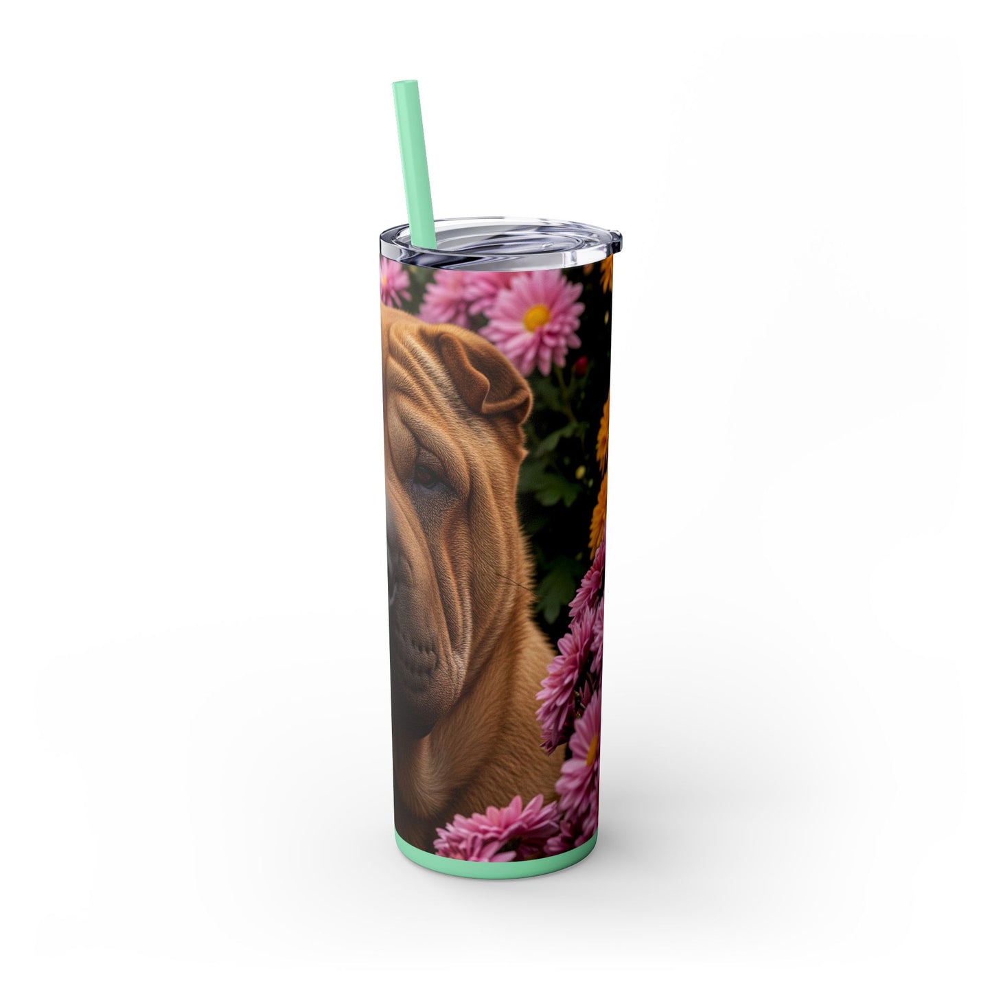 Shar-Pei Skinny Tumbler with Straw, 20oz