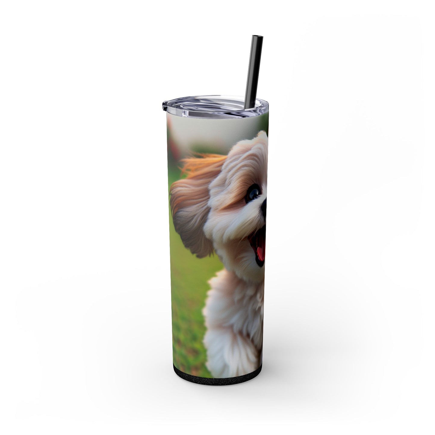 Shih-poo Skinny Tumbler with Straw, 20oz