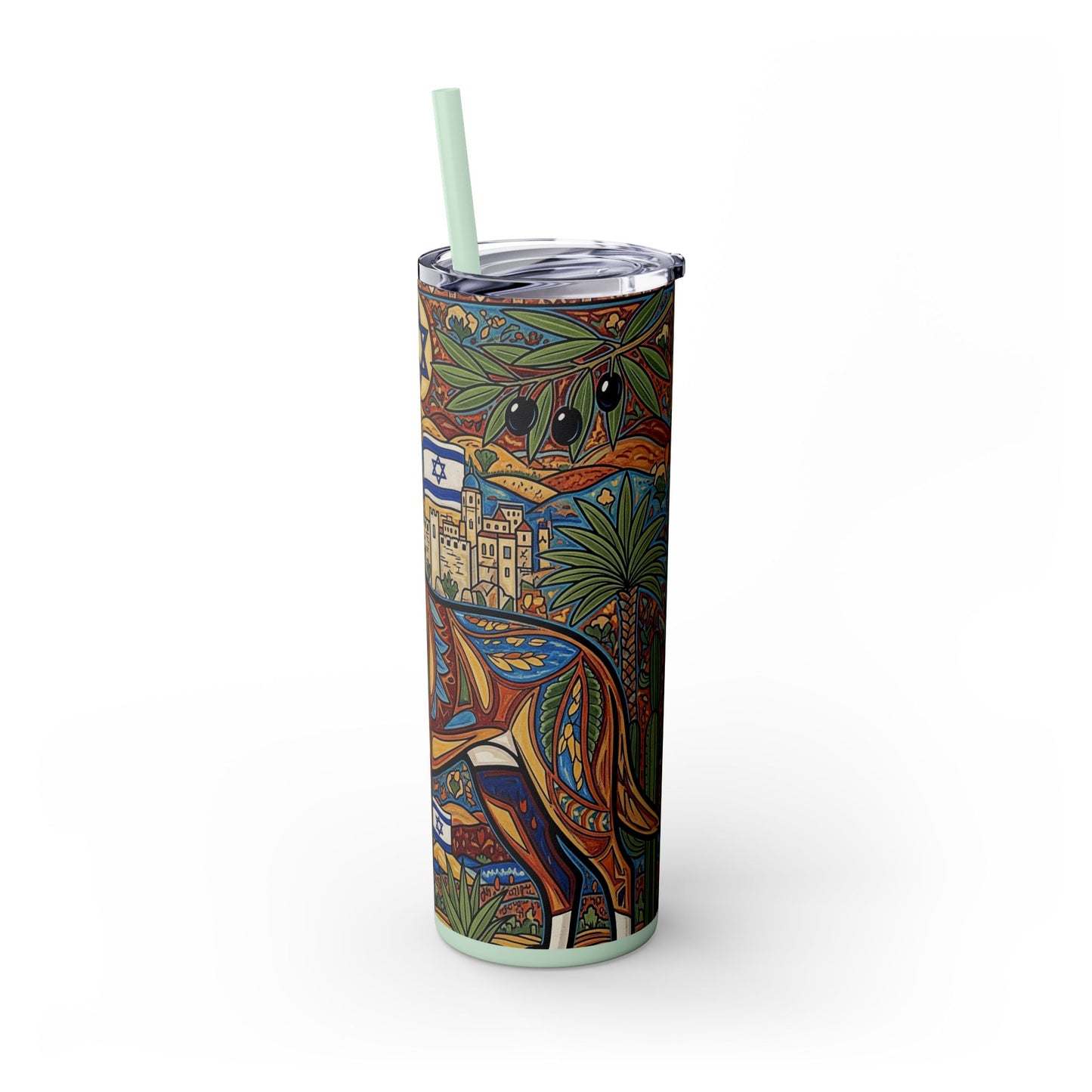 Canaan Dog Skinny Tumbler with Straw, 20oz