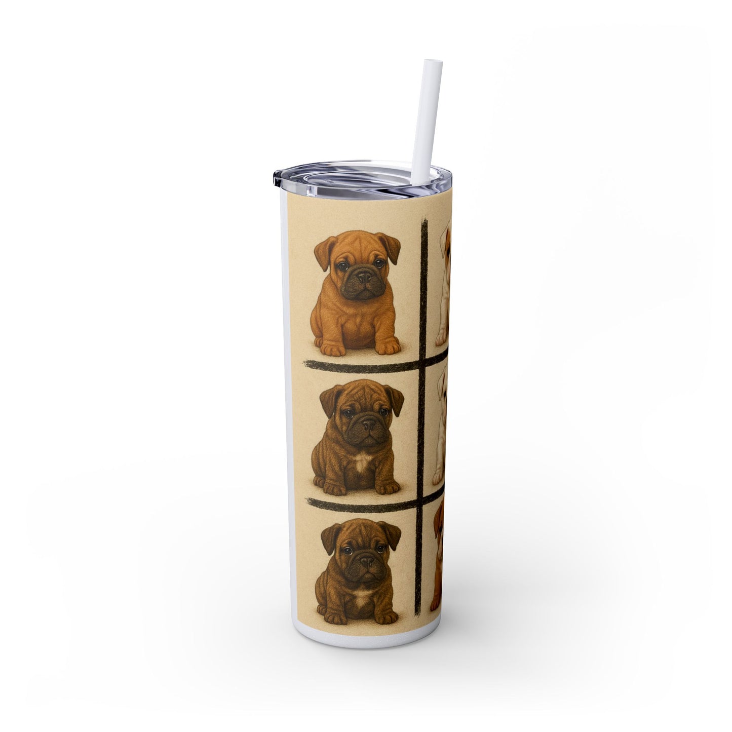Bulldog puppies Tumbler with Straw, 20oz