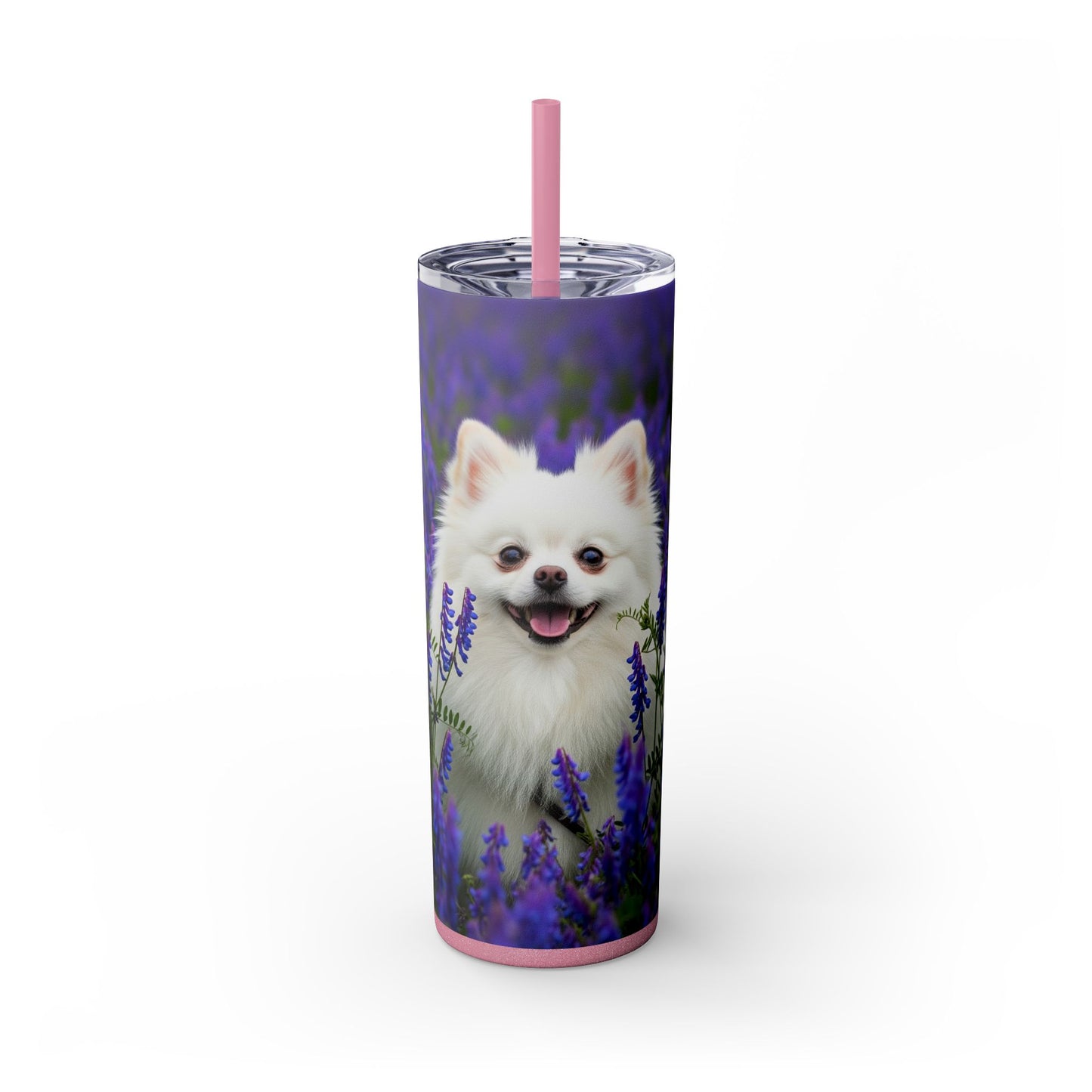 Pomeranian Skinny Tumbler with Straw, 20oz