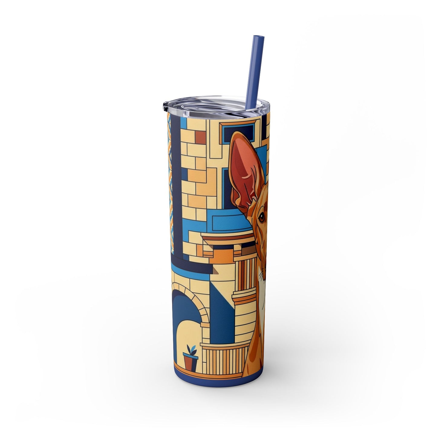 Pharaoh Hound Skinny Tumbler with Straw, 20oz