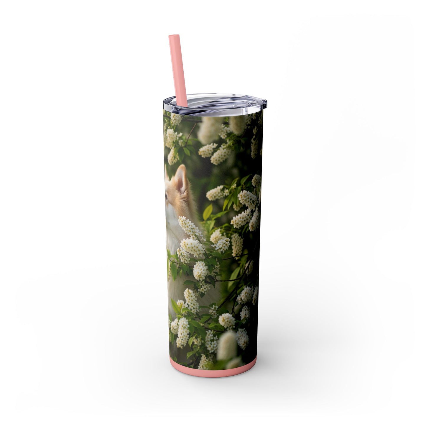 Finnish Spitz Skinny Tumbler with Straw, 20oz