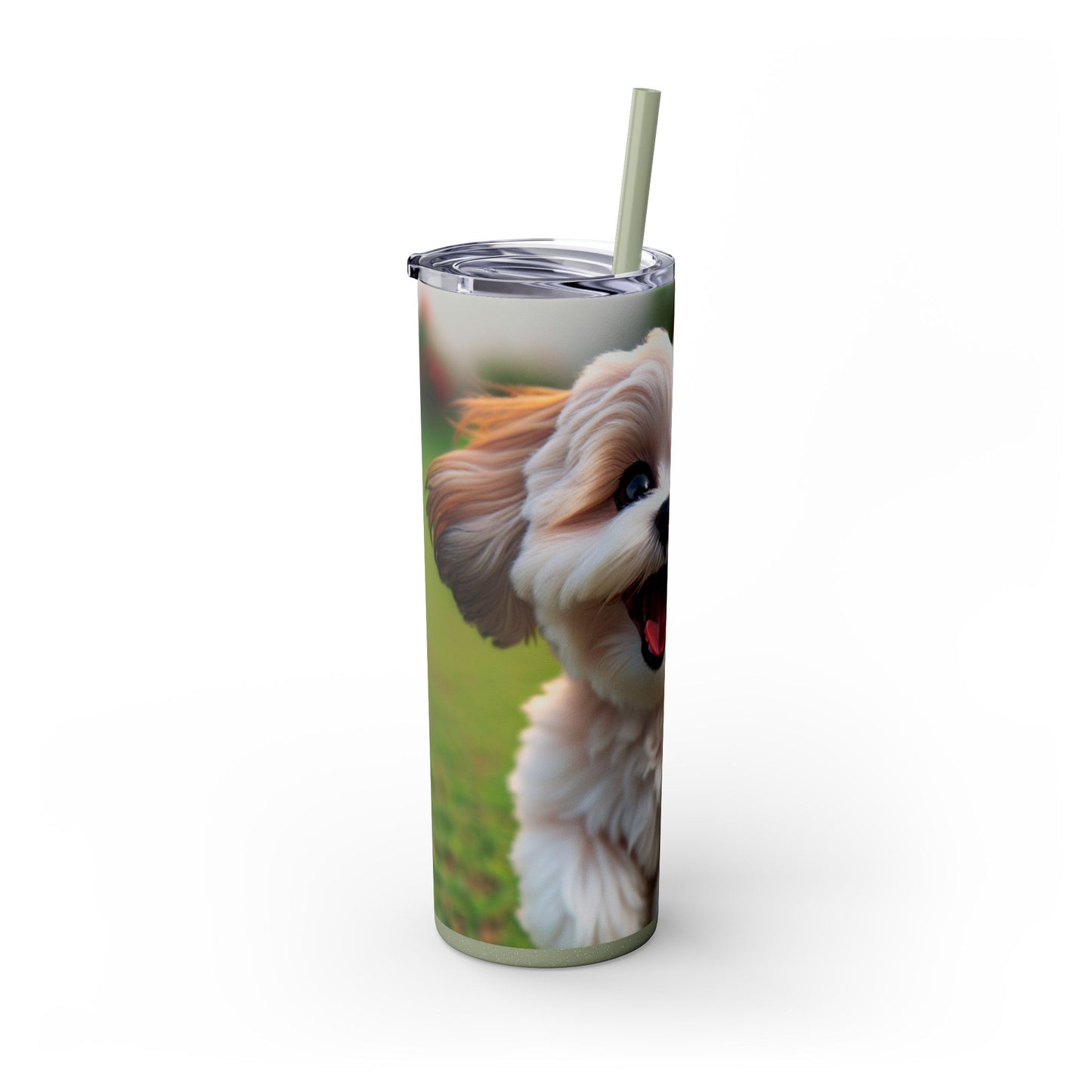 Shih-poo Skinny Tumbler with Straw, 20oz