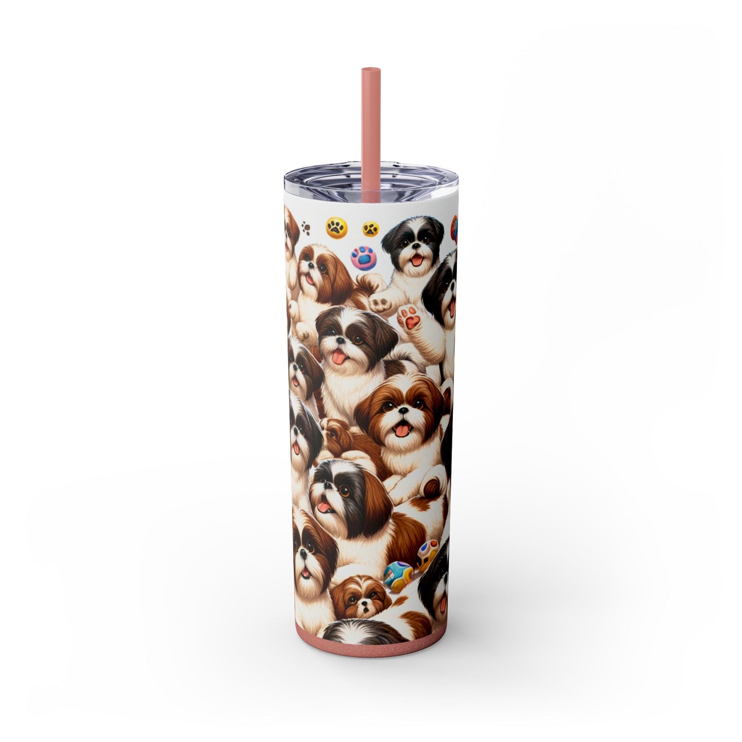 Shih Tzu Skinny Tumbler with Straw, 20oz
