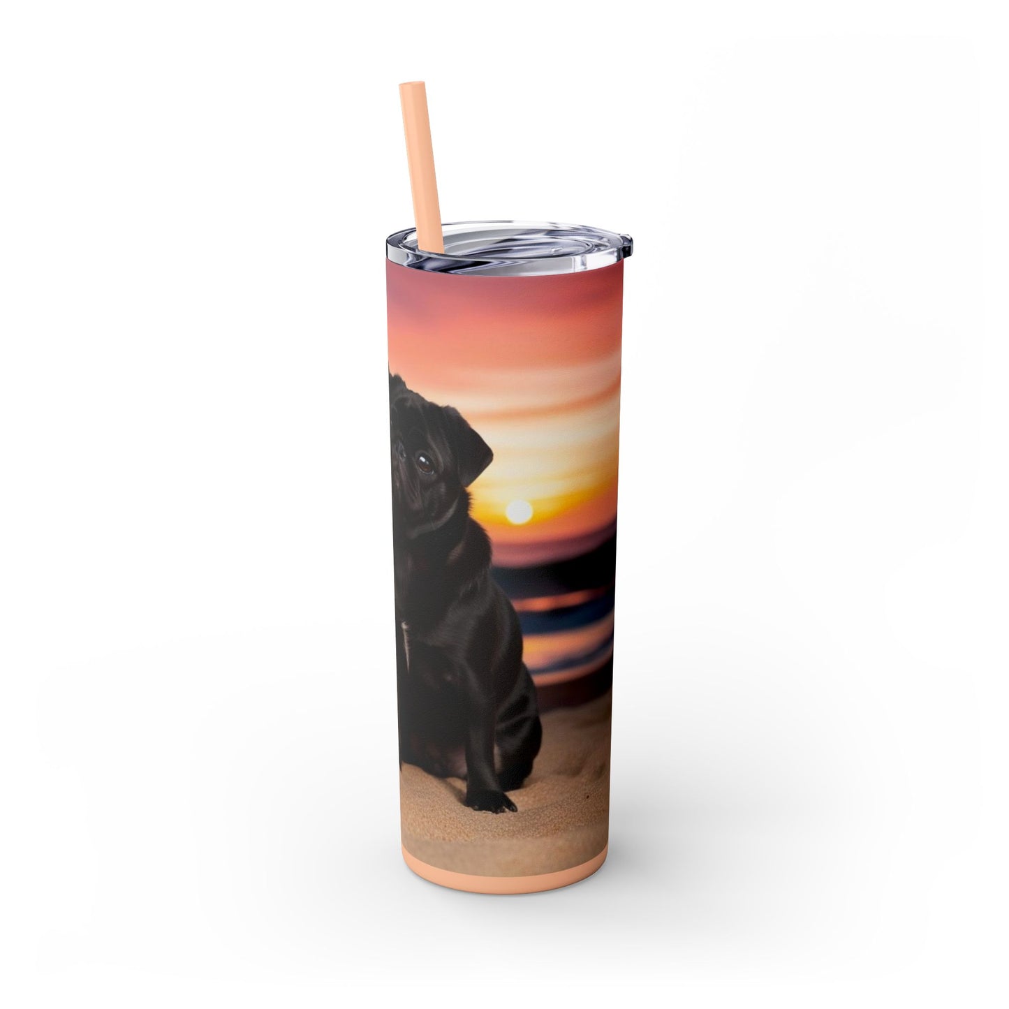 Pug Love Skinny Tumbler with Straw, 20oz