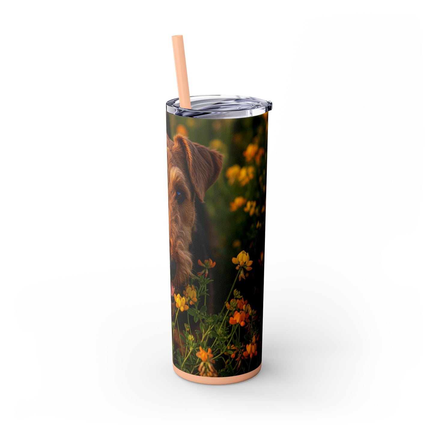 Airedale Terrier Skinny Tumbler with Straw, 20oz