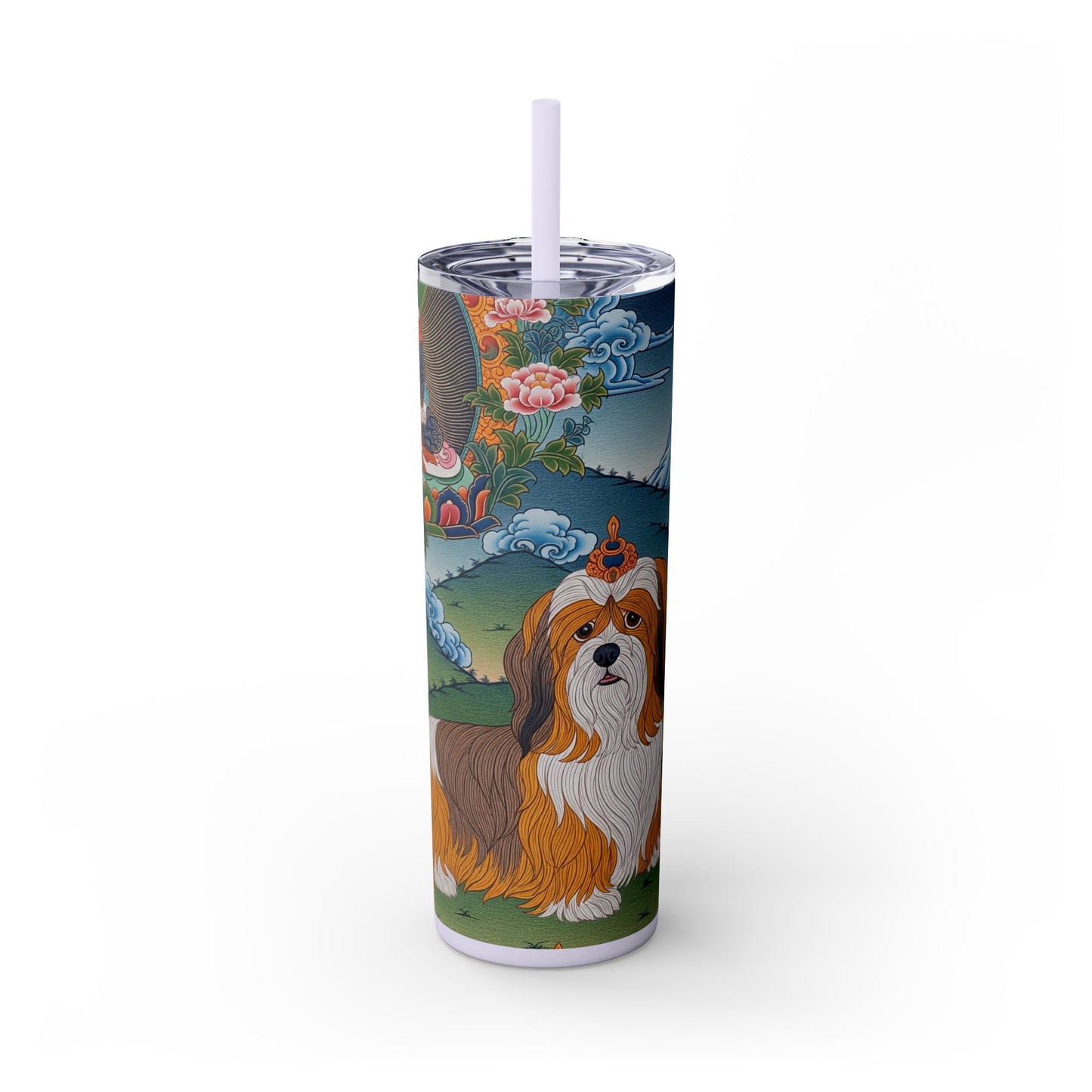 Lhasa Apso Skinny Tumbler with Straw, 20oz