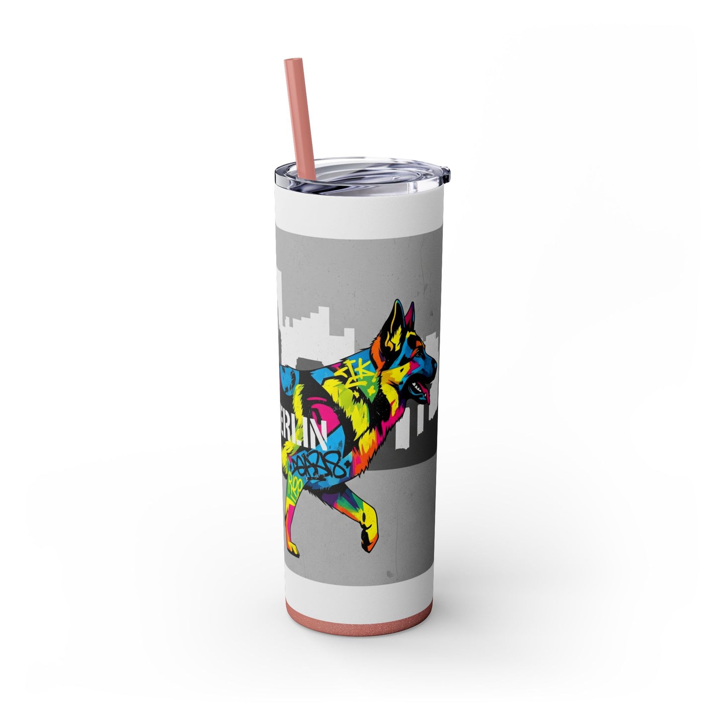 German Shepherd Skinny Tumbler with Straw, 20oz