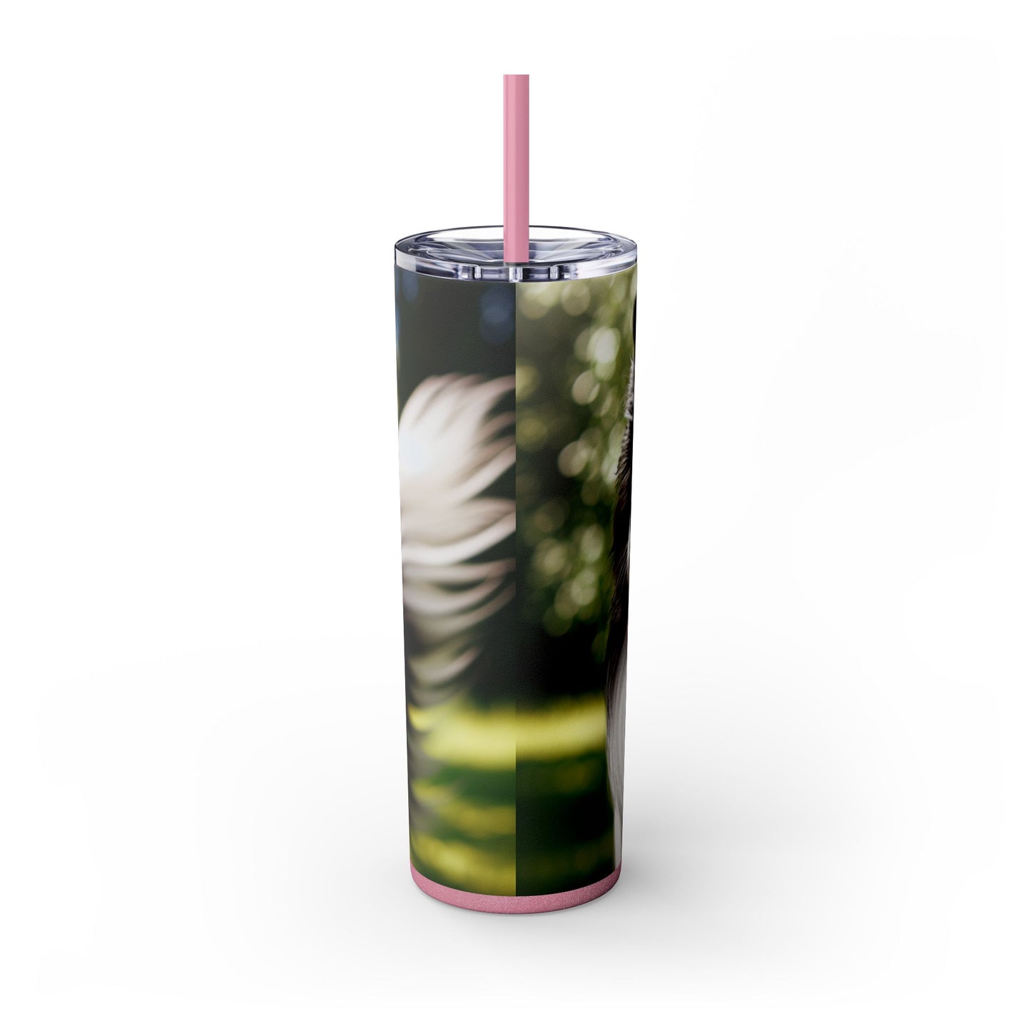 Border Collie Skinny Tumbler with Straw, 20oz