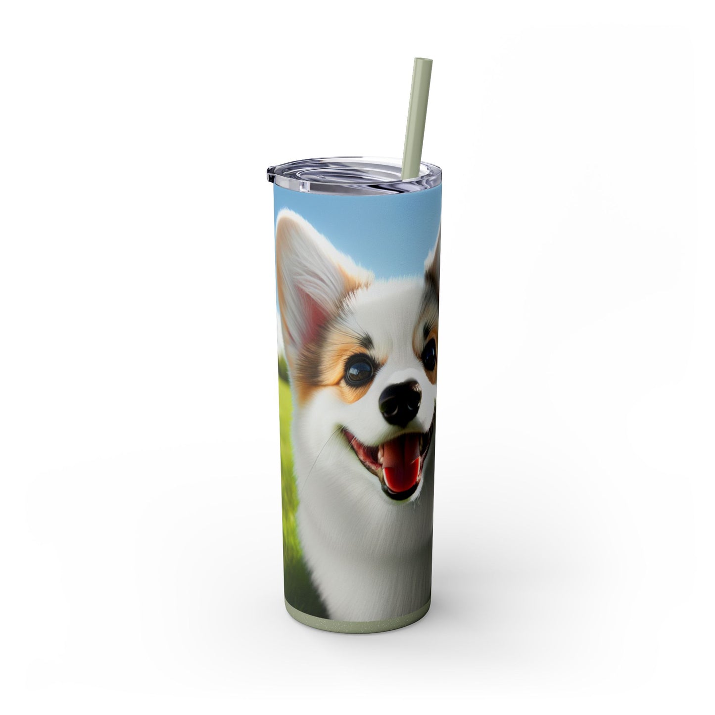 Welsh Corgi Cardigan Skinny Tumbler with Straw, 20oz
