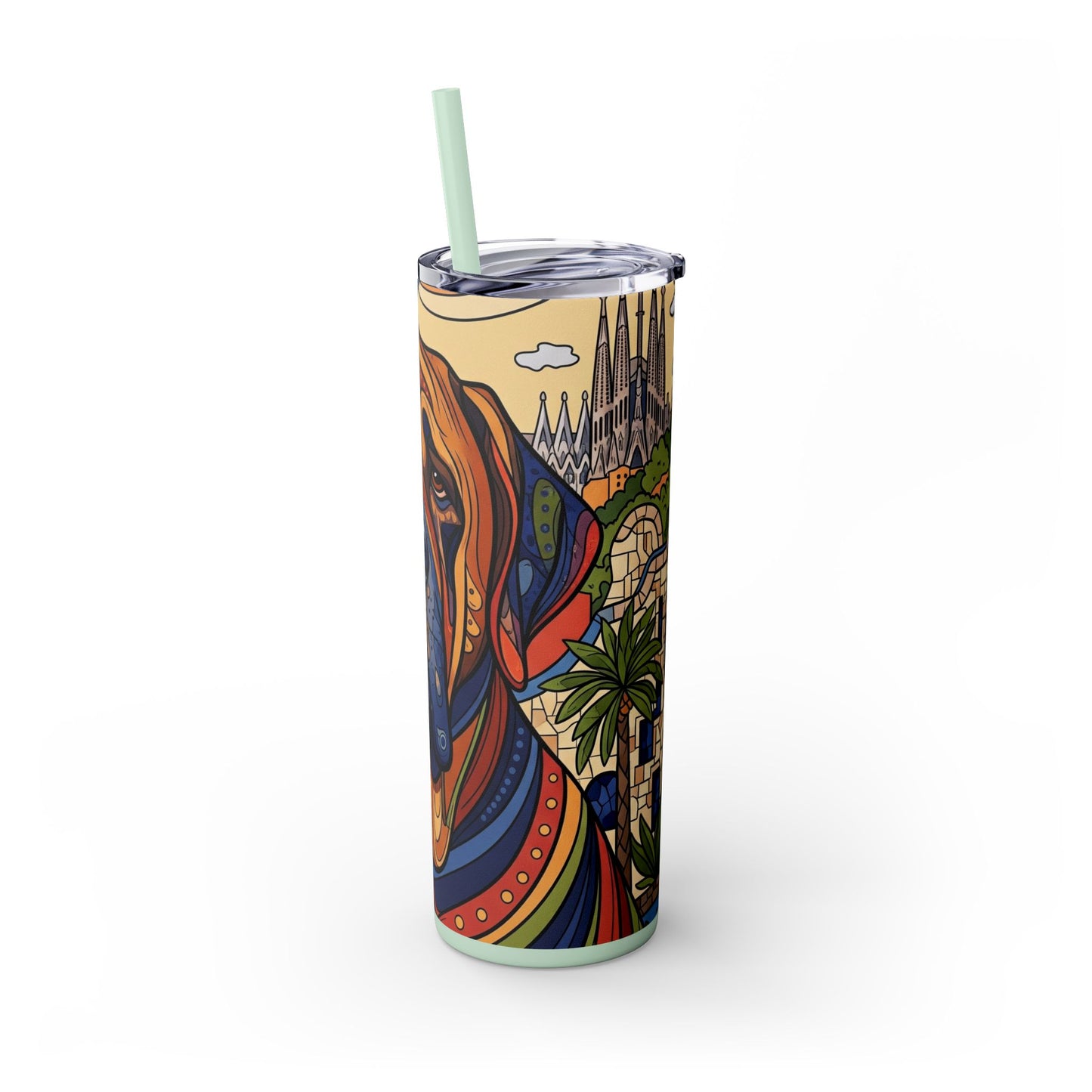 Spanish Mastiff Skinny Tumbler with Straw, 20oz