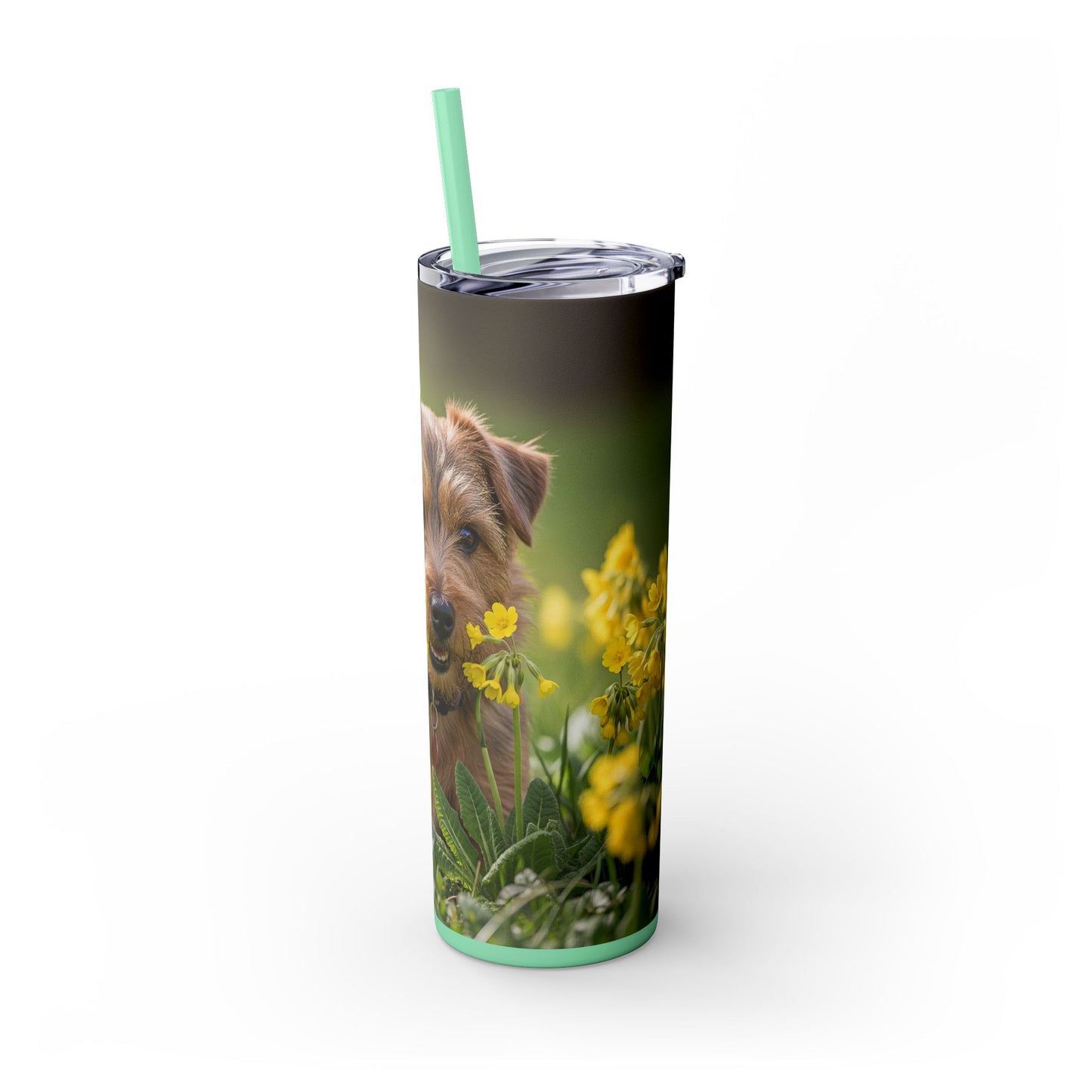 Norfolk Terrier Skinny Tumbler with Straw, 20oz