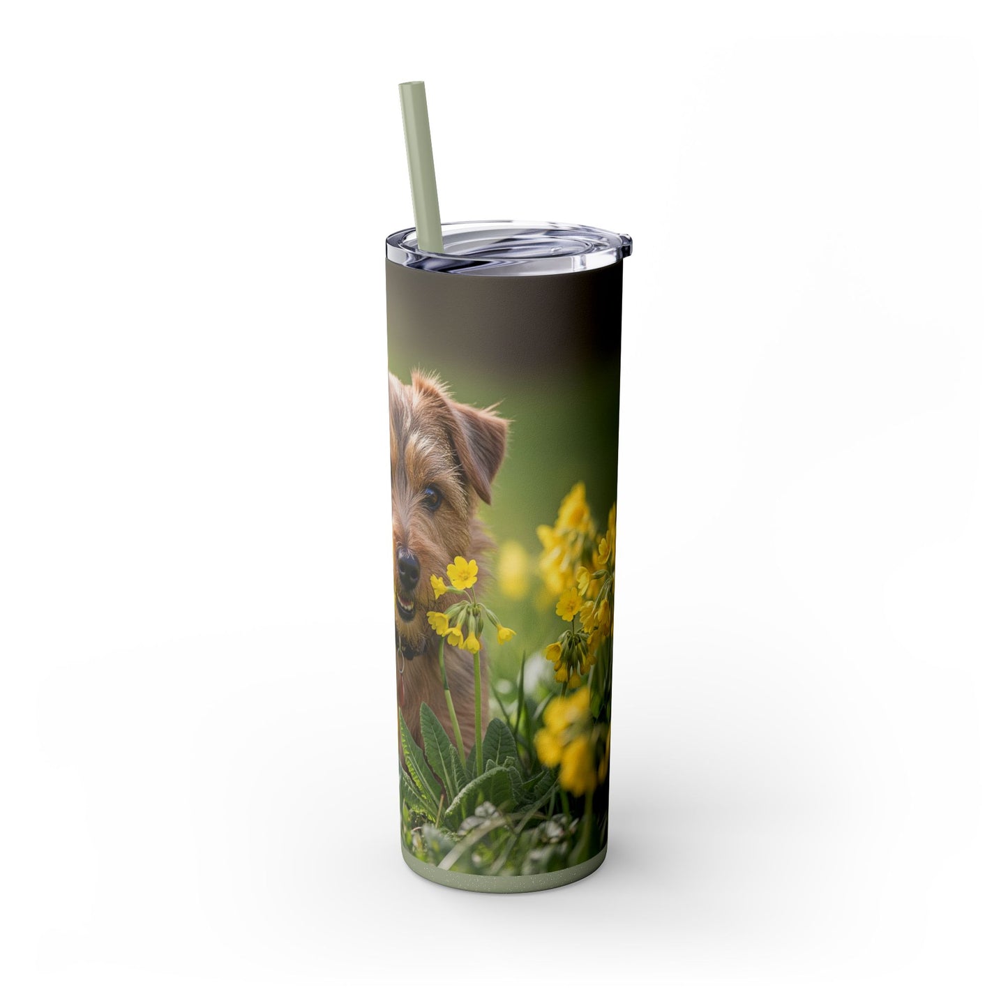 Norfolk Terrier Skinny Tumbler with Straw, 20oz