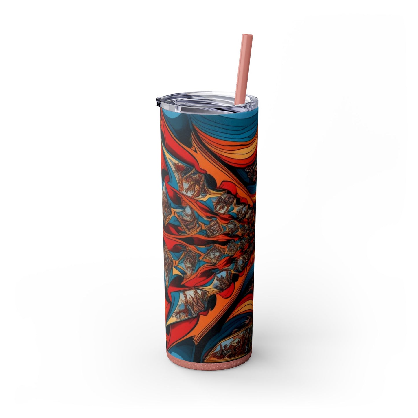Optical Illusion Skinny Tumbler with Straw, 20oz