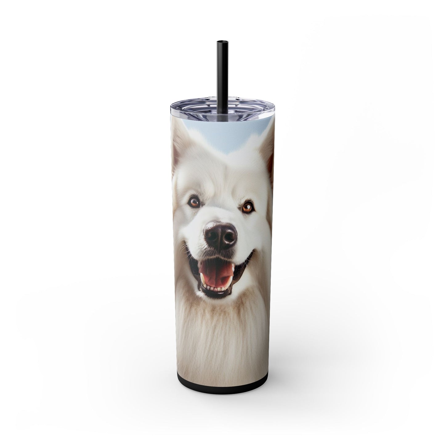 White Swiss Shepherd Dog Skinny Tumbler with Straw, 20oz