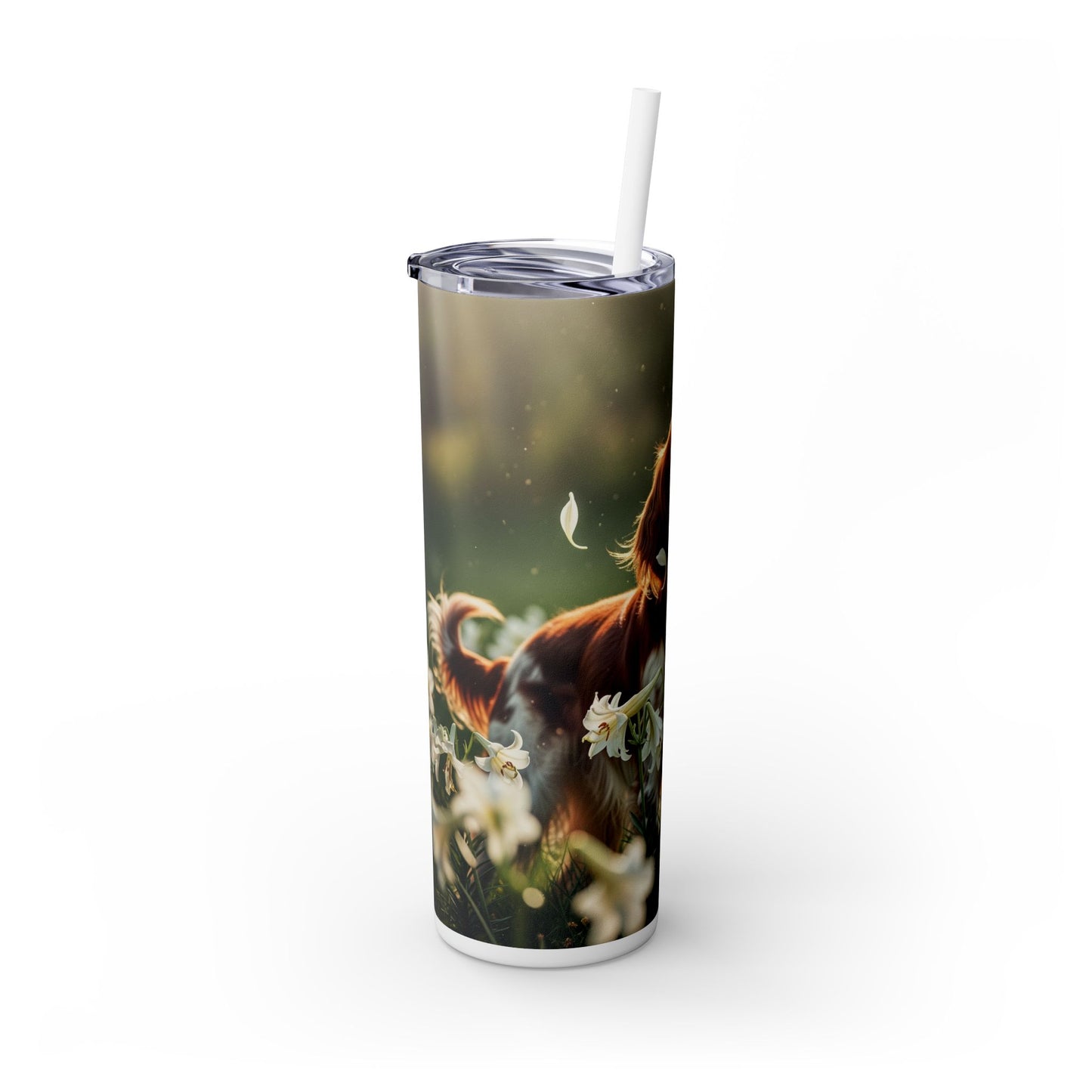 Irish Red and White Setter Tumbler with Straw, 20oz