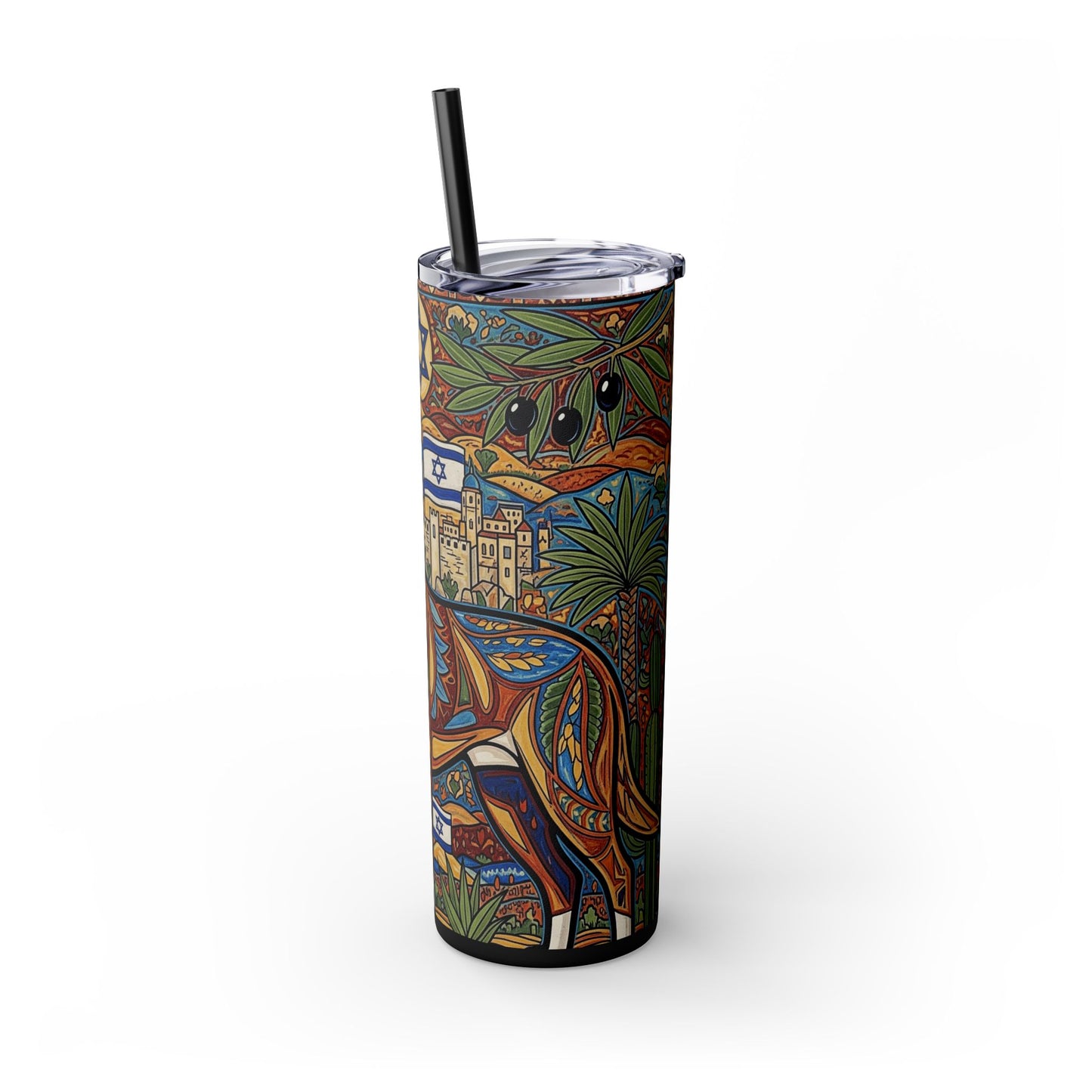 Canaan Dog Skinny Tumbler with Straw, 20oz