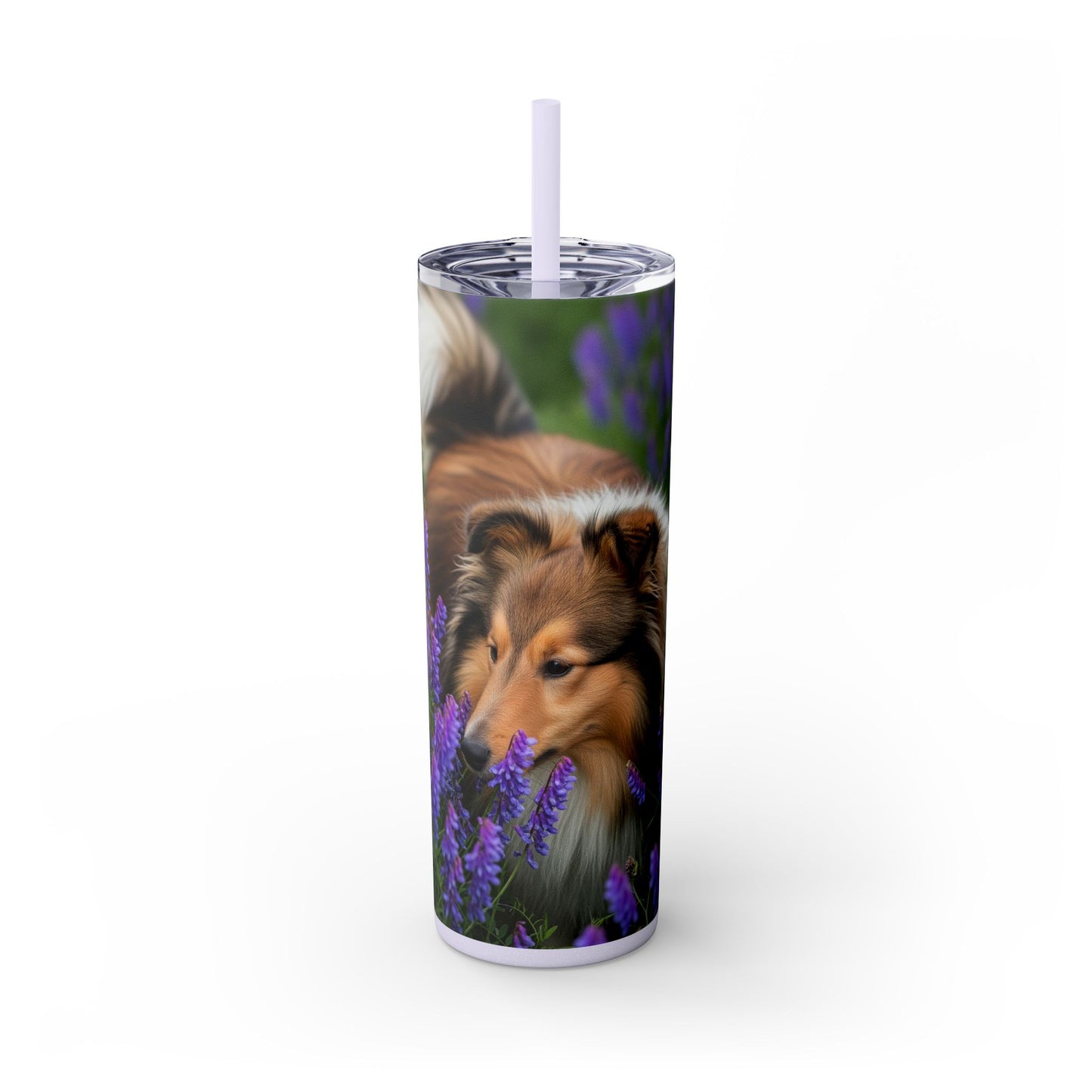 Shetland Sheepdog Skinny Tumbler with Straw, 20oz