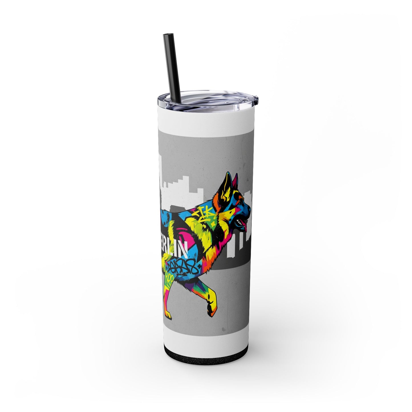 German Shepherd Skinny Tumbler with Straw, 20oz