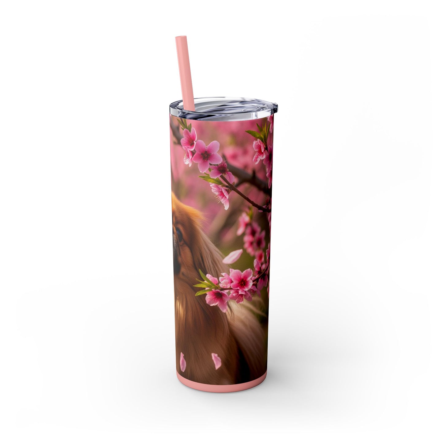 Pekingese Skinny Tumbler with Straw, 20oz