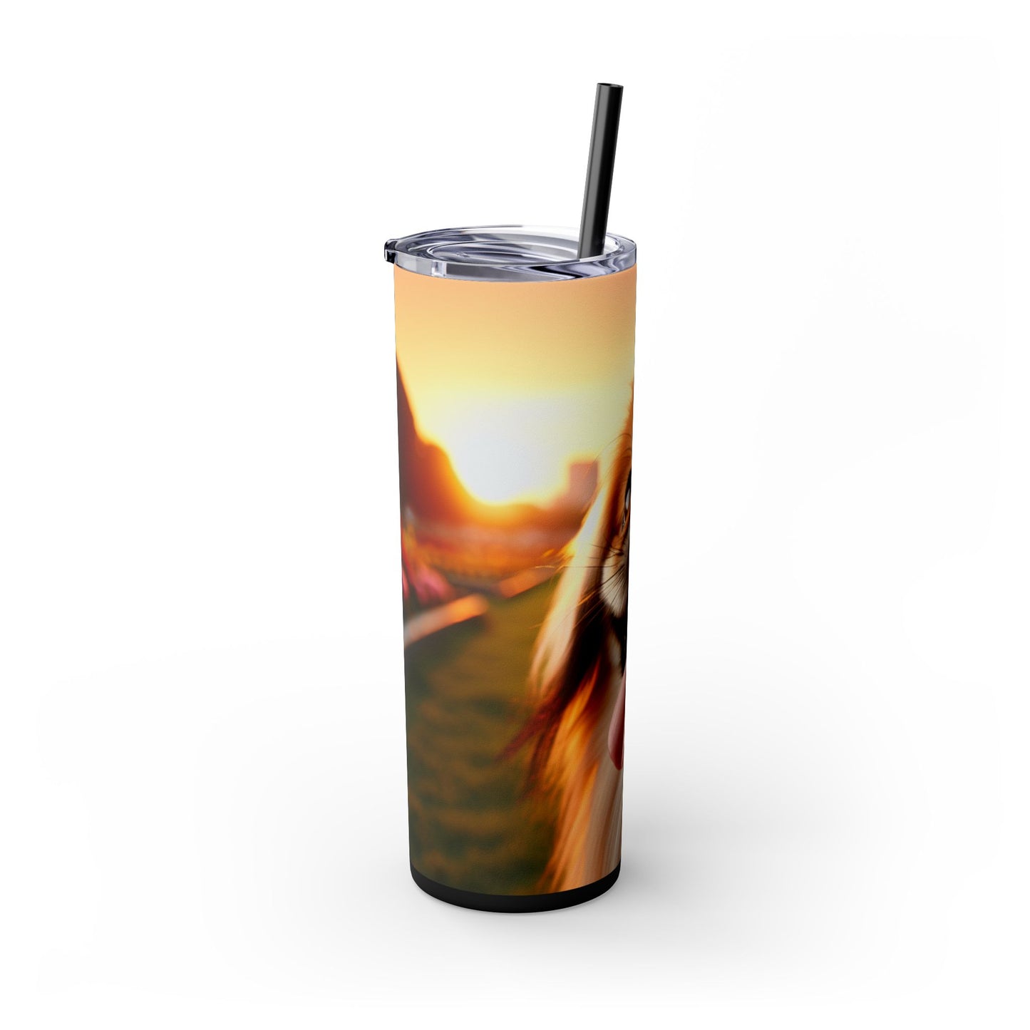 Pekingese Skinny Tumbler with Straw, 20oz