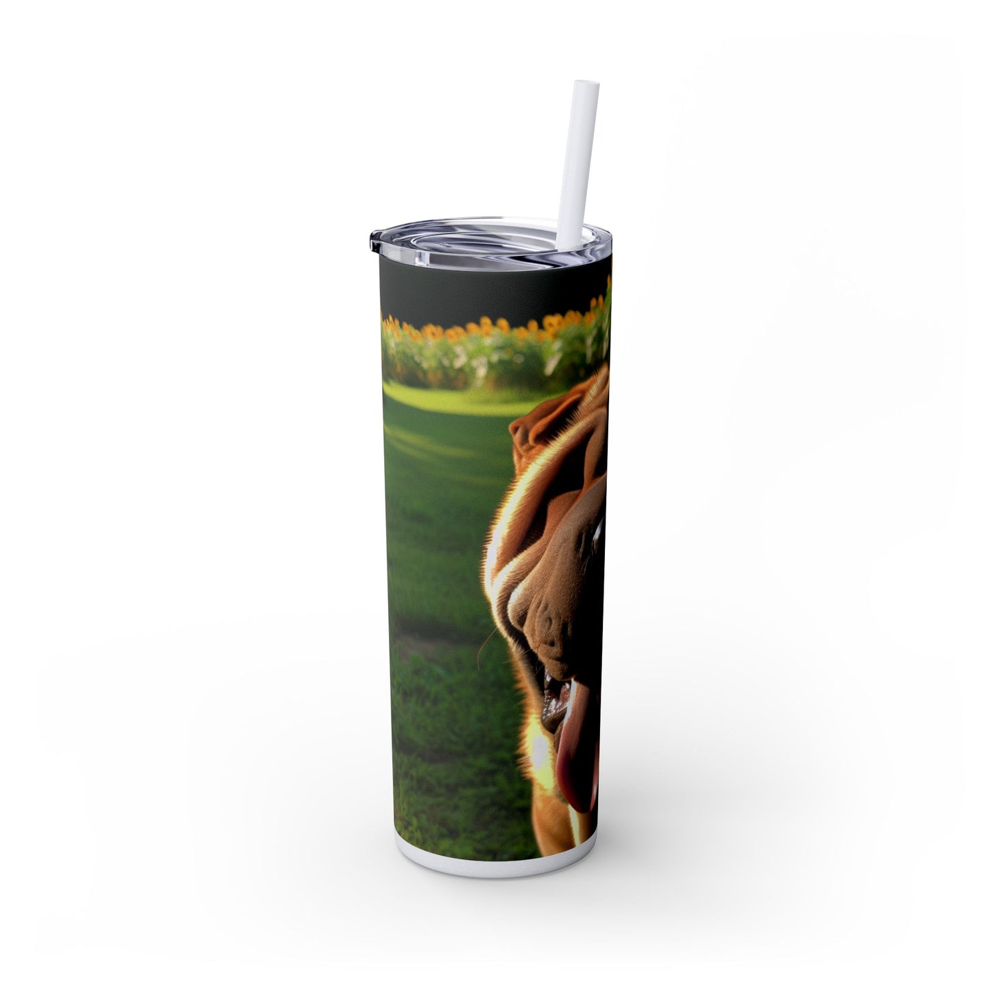 Shar Pei Skinny Tumbler with Straw, 20oz