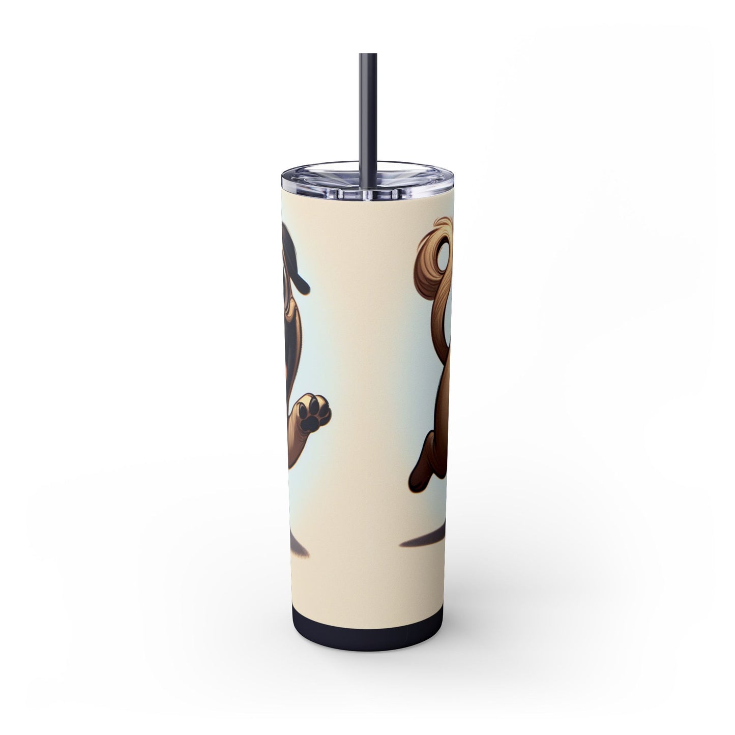 Pug Skinny Tumbler with Straw, 20oz