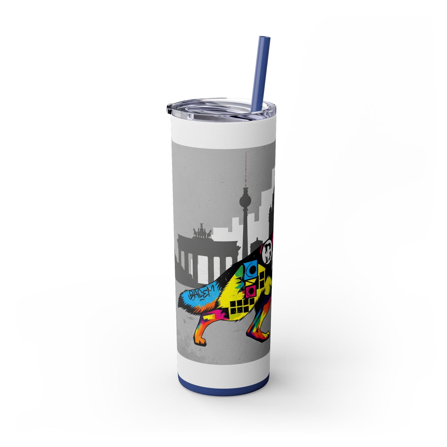 German Shepherd Skinny Tumbler with Straw, 20oz