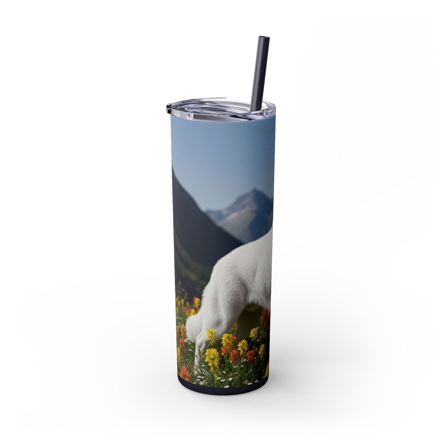 White Swiss Shepherd Dog Skinny Tumbler with Straw, 20oz