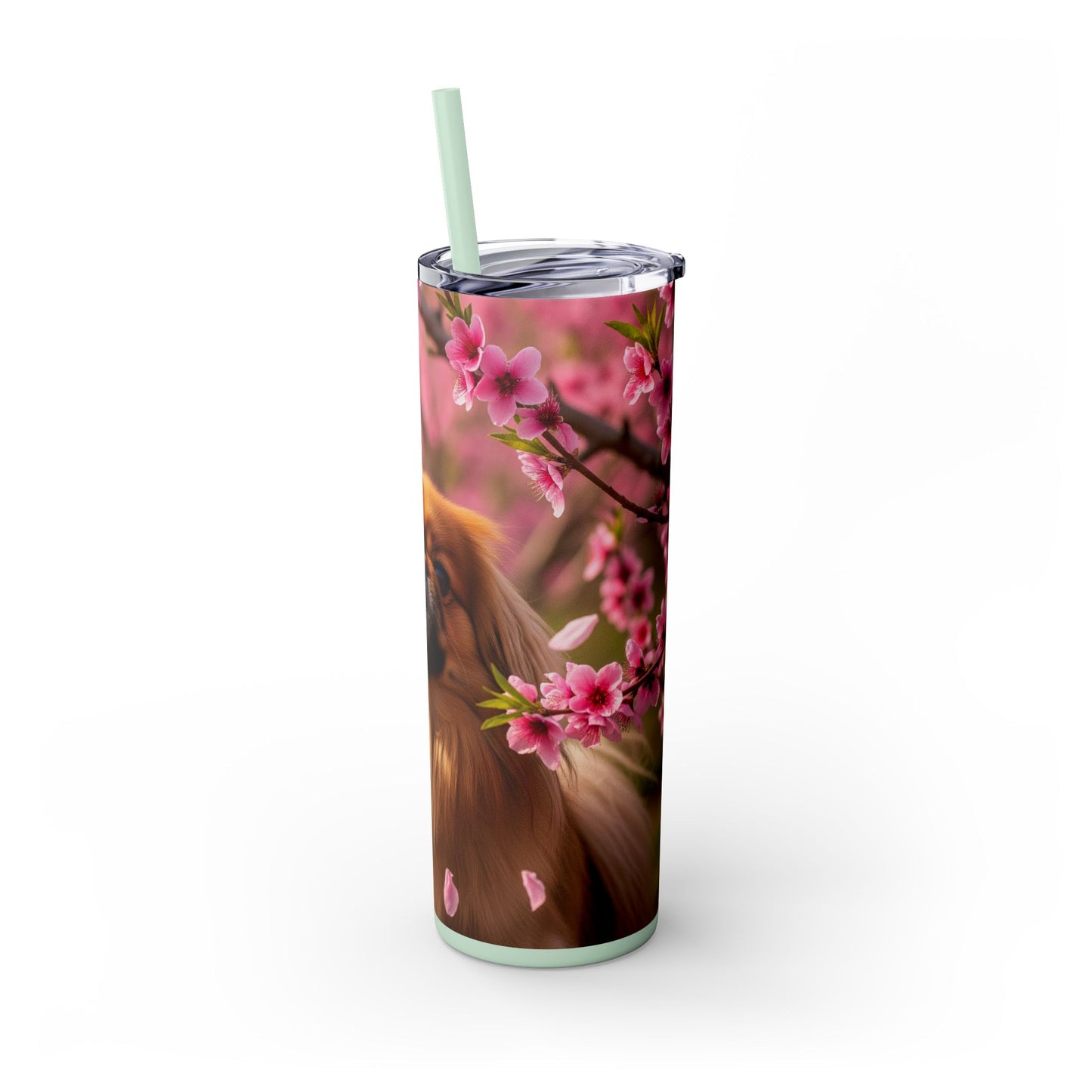 Pekingese Skinny Tumbler with Straw, 20oz
