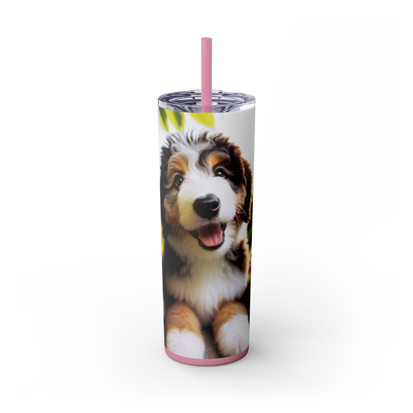Bernedoodle Skinny Tumbler with Straw, 20oz