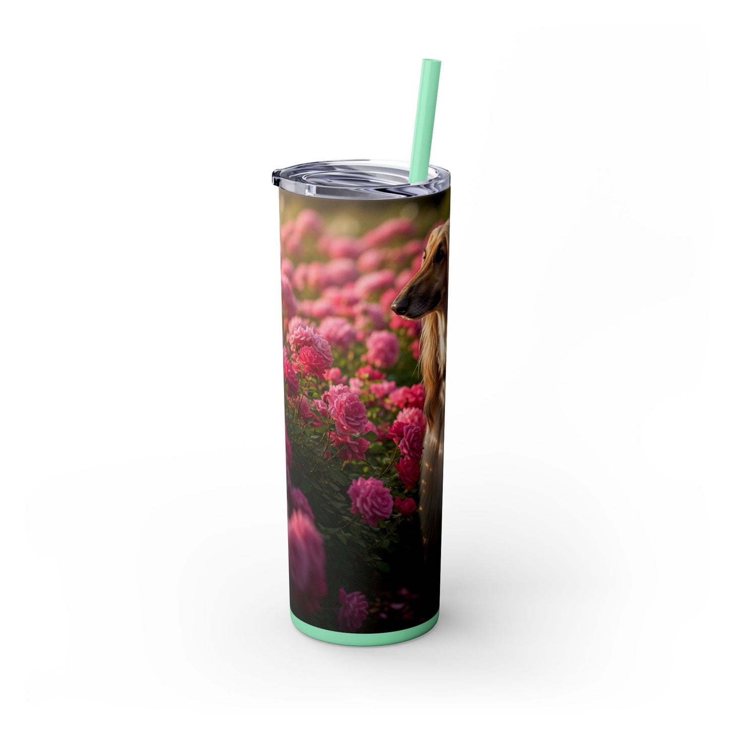 Afghan Hound Skinny Tumbler with Straw, 20oz