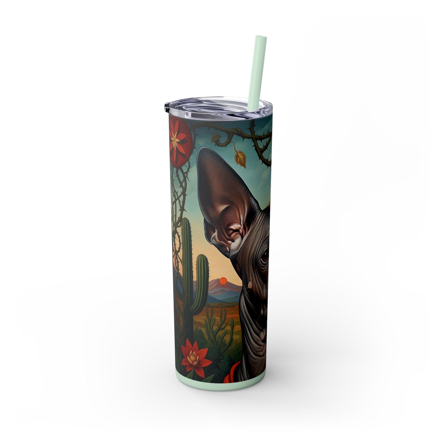 Xoloitzcuintli Skinny Tumbler with Straw, 20oz