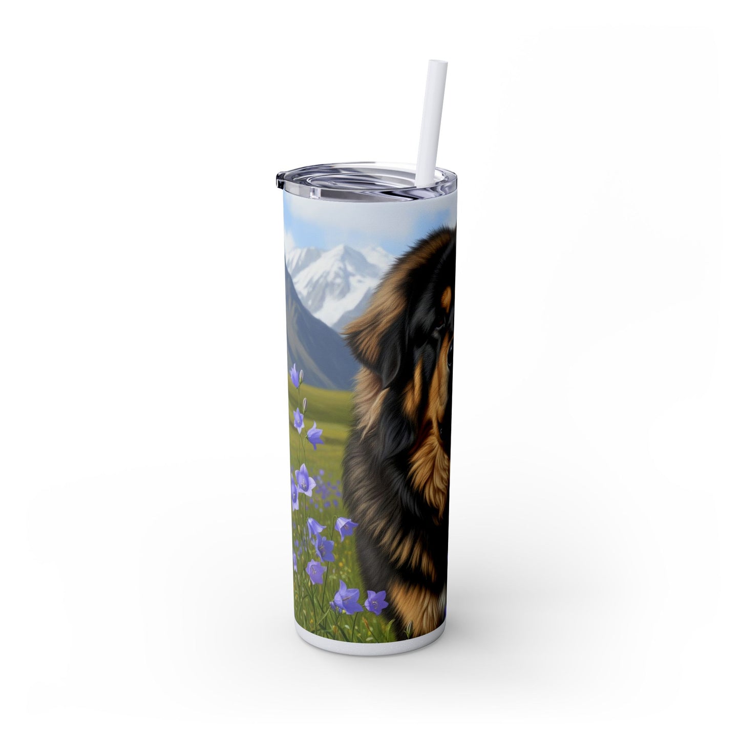 Tibetan Mastiff Skinny Tumbler with Straw, 20oz