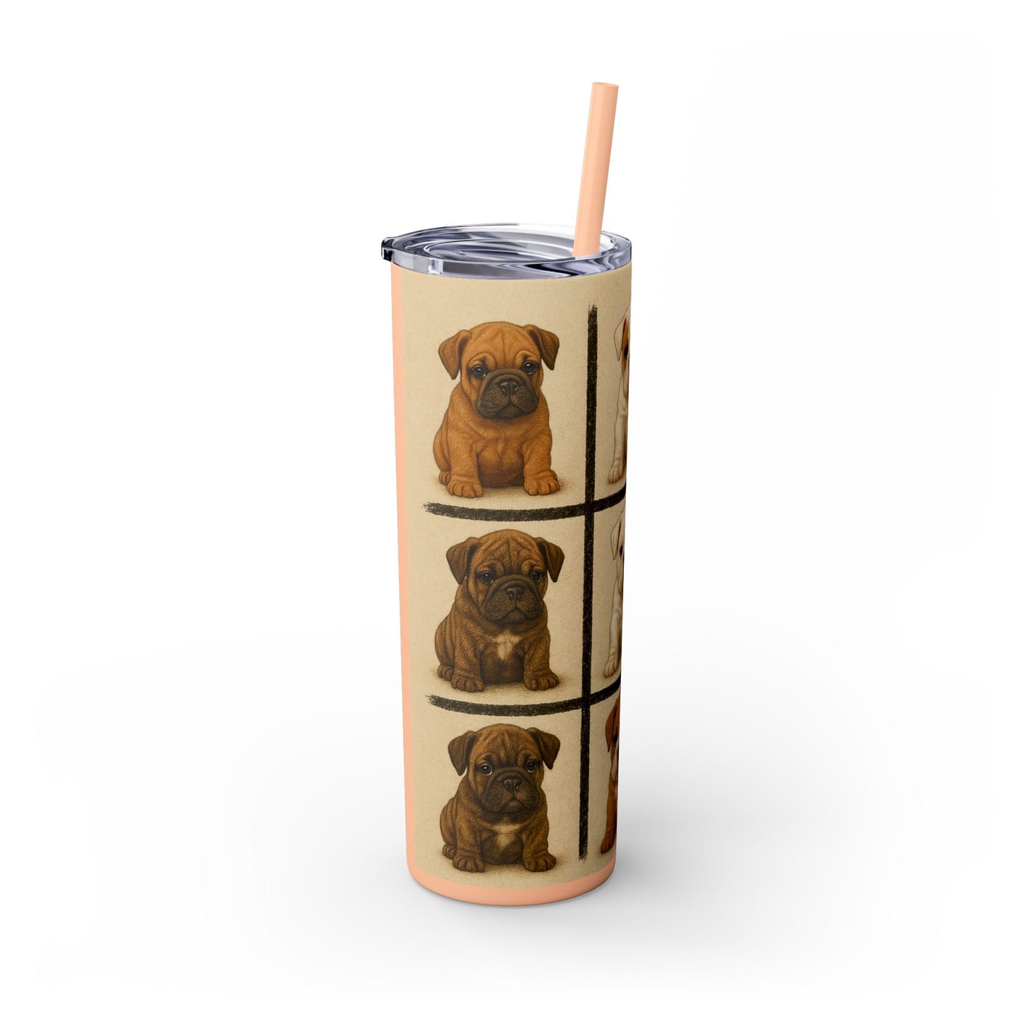 Bulldog puppies Tumbler with Straw, 20oz
