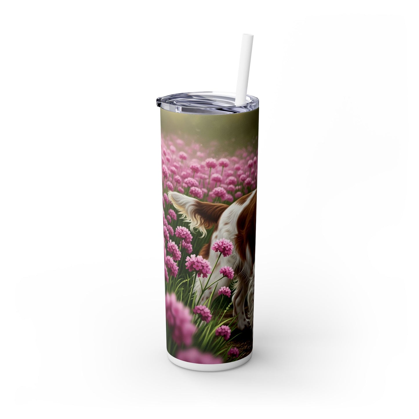 English Springer Spaniel Skinny Tumbler with Straw, 20oz