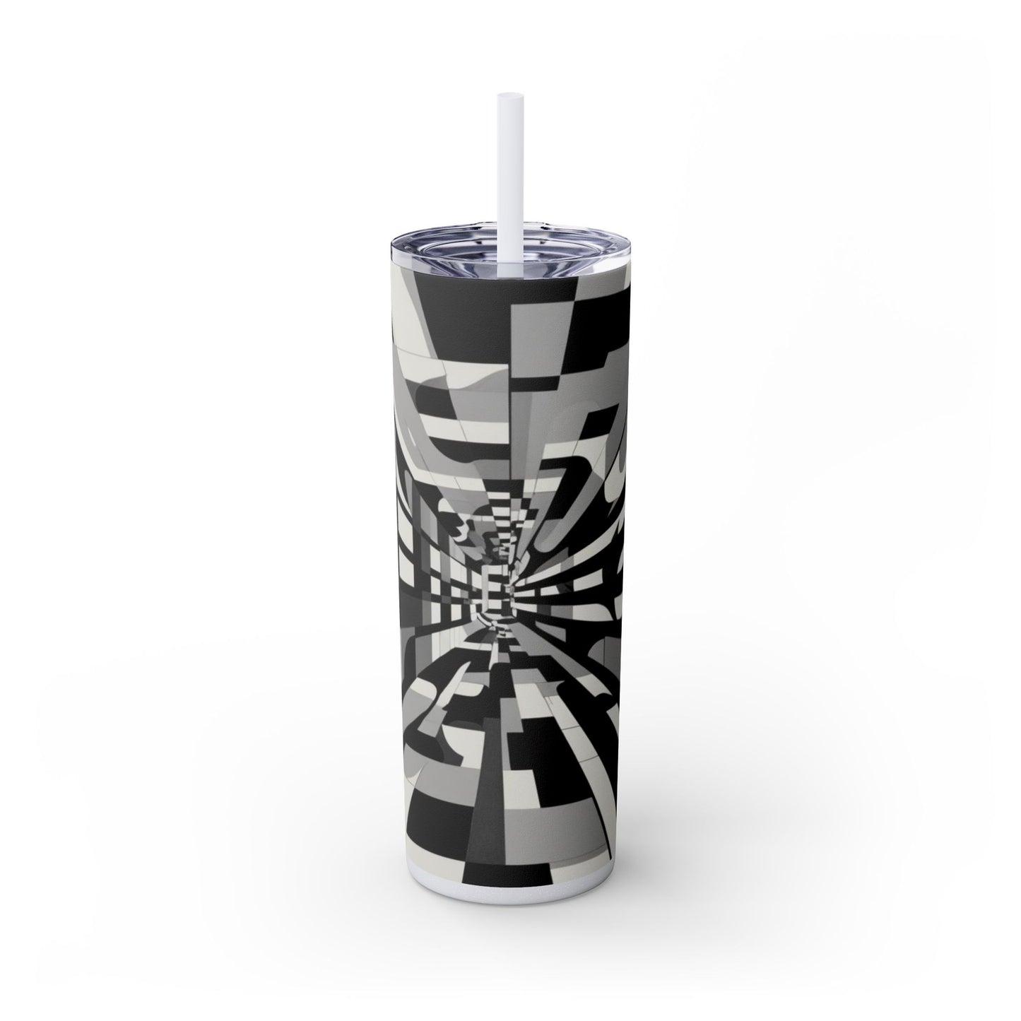 Optical Illusion Skinny Tumbler with Straw, 20oz