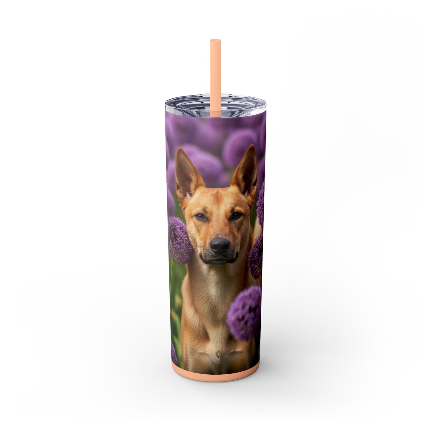 Canaan Dog Skinny Tumbler with Straw, 20oz