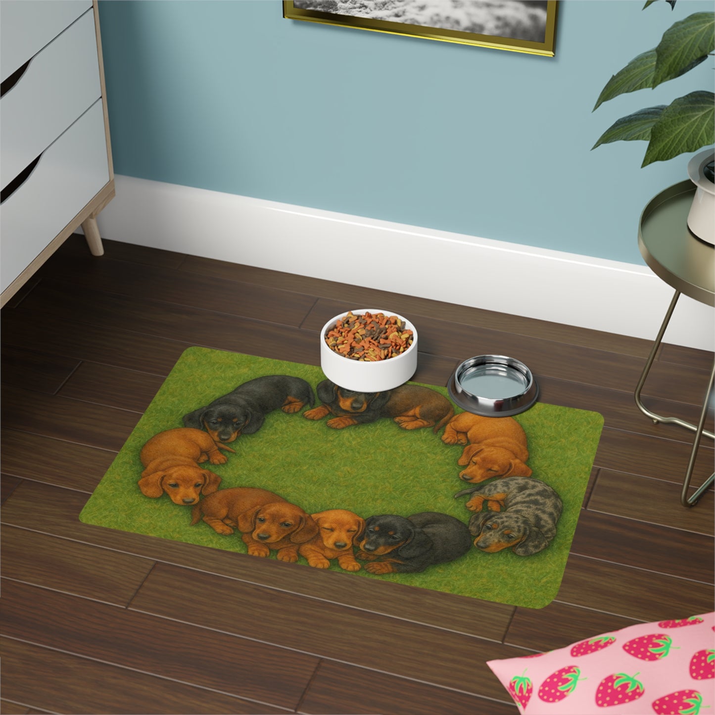 Tapis pour nourriture pour animaux (12x18) - Chiots teckels