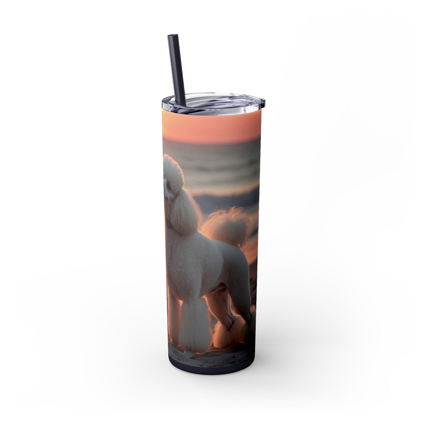 Poodle Love Skinny Tumbler with Straw, 20oz