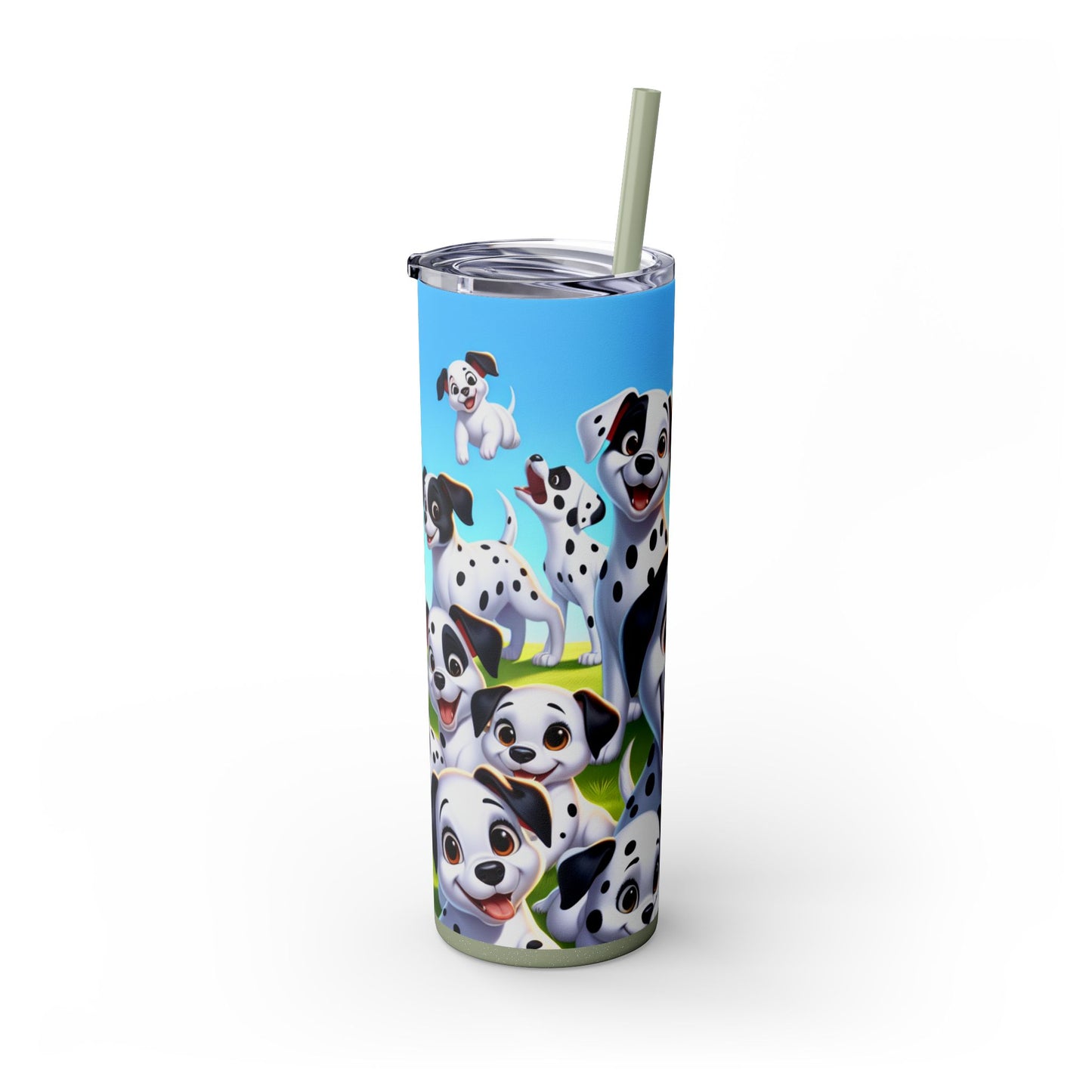 Dalmatian Skinny Tumbler with Straw, 20oz