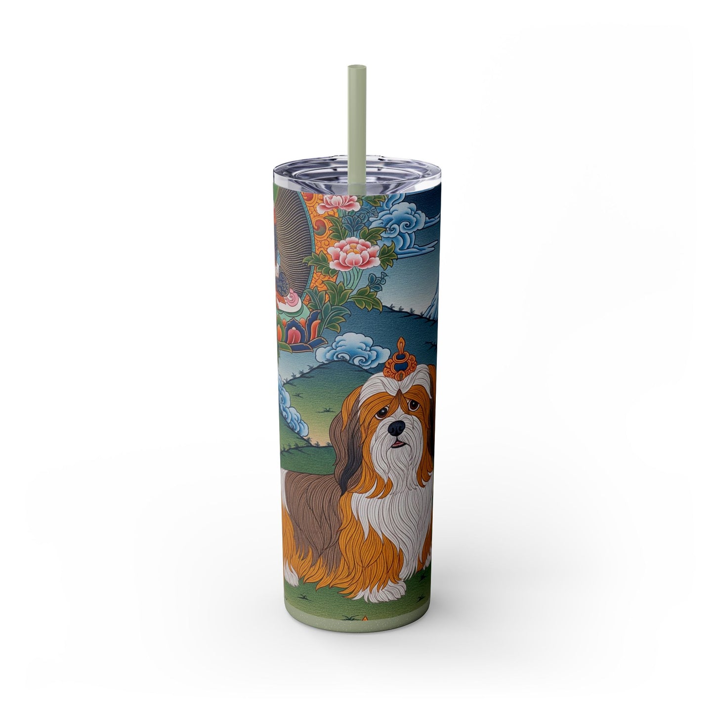 Lhasa Apso Skinny Tumbler with Straw, 20oz