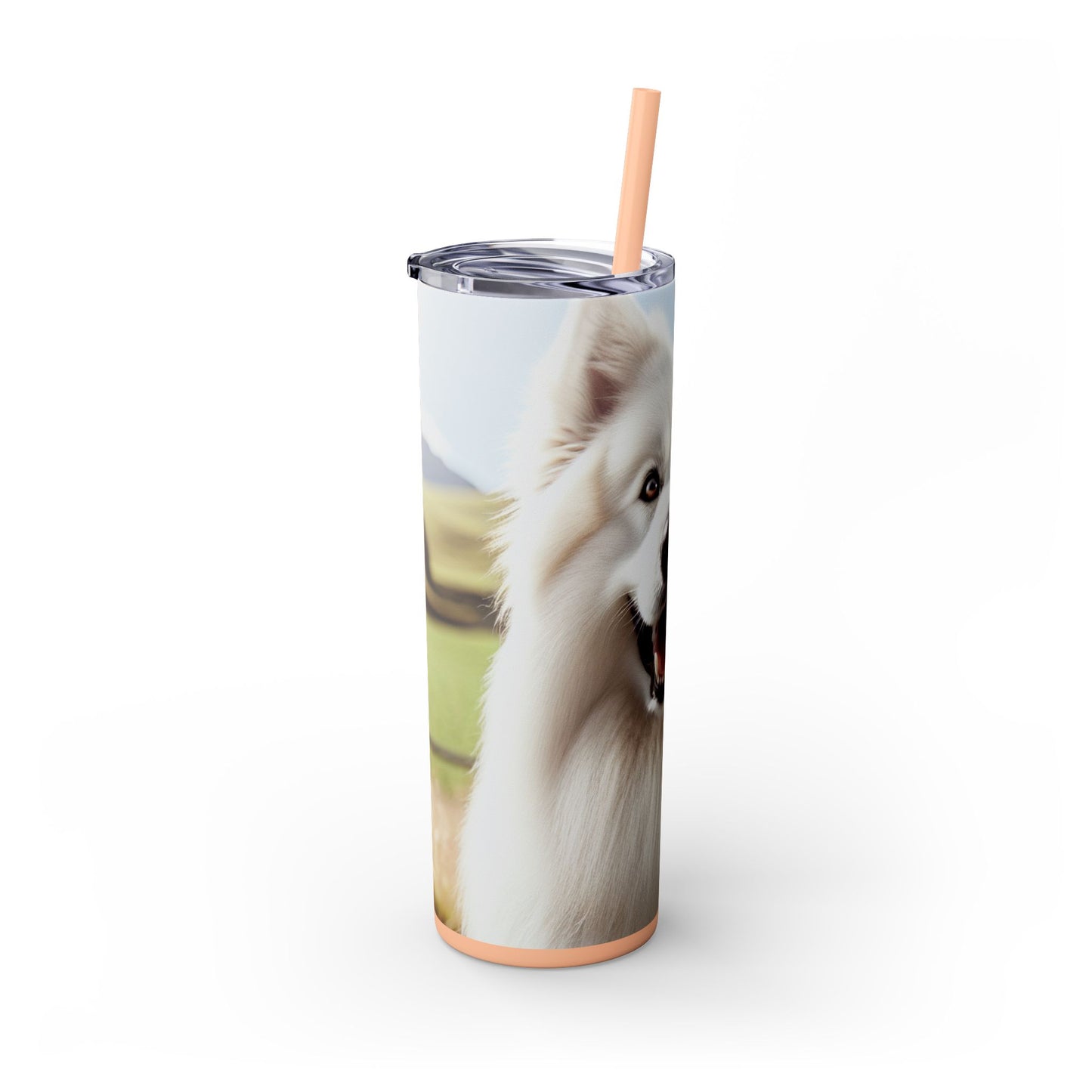 White Swiss Shepherd Dog Skinny Tumbler with Straw, 20oz