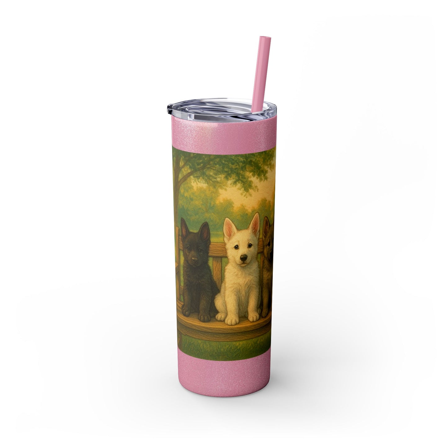 German Shepherd puppies Tumbler with Straw, 20oz