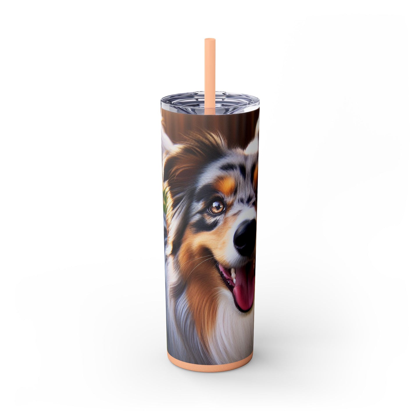 Australian Shepherd Skinny Tumbler with Straw, 20oz